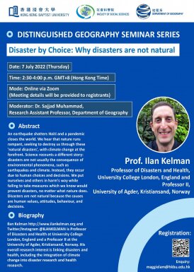 Disaster by Choice: Why disasters are not natural
