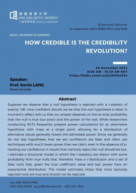 ECON Departmental Seminar: How Credible Is the Credibility Revolution