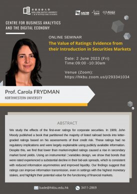 CBADE Seminar-The Value of Ratings: Evidence from their Introduction in Securities Markets (2 June 2023)