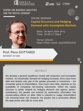 CBADE Seminar: Capital Structure and Hedging Demand with Incomplete Markets