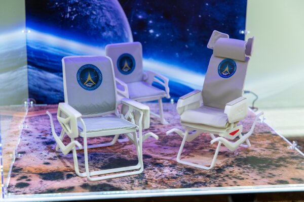 Models of the Landing Chair for spacecraft Shenzhou series for which an HKBU scholar played a key role in its design.