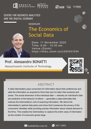 Prof. Alessandro BONATTI, Massachusetts Institute of Technology
"The Economics of Social Data"