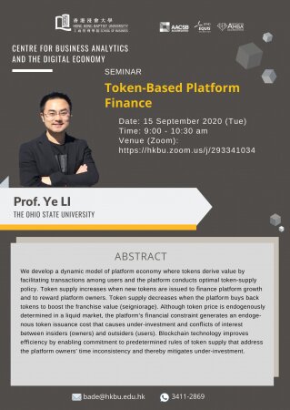 Prof. Ye LI, The Ohio State University "Token-Based Platform Finance"
