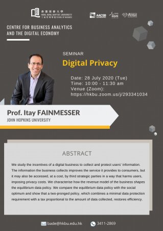 Prof. Itay FAINMESSER, John Hopkins University "Digital Privacy"
