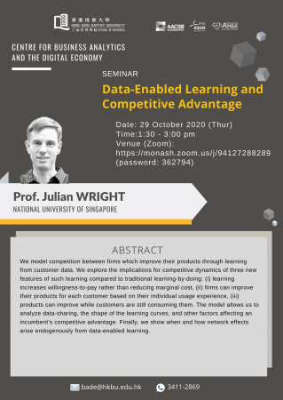 Prof. Julian WRIGHT, National University of Singapore "Data-Enabled Learning and Competitive Advantage"