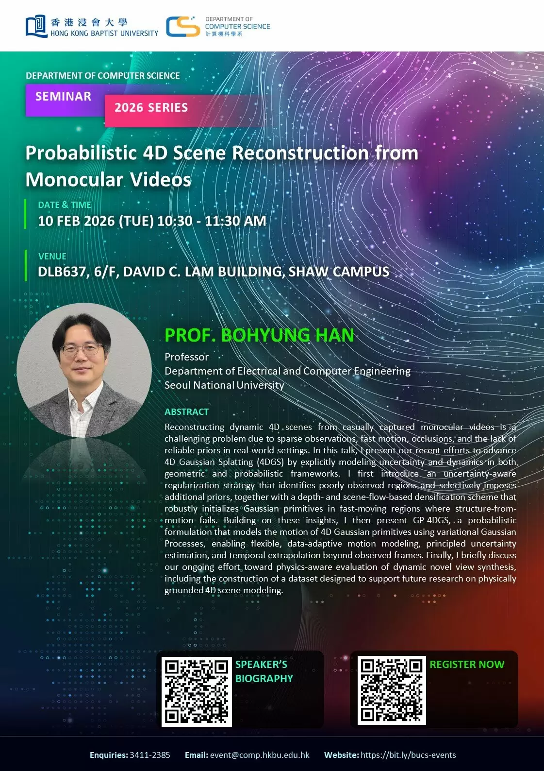 Probabilistic 4D Scene Reconstruction from Monocular Videos