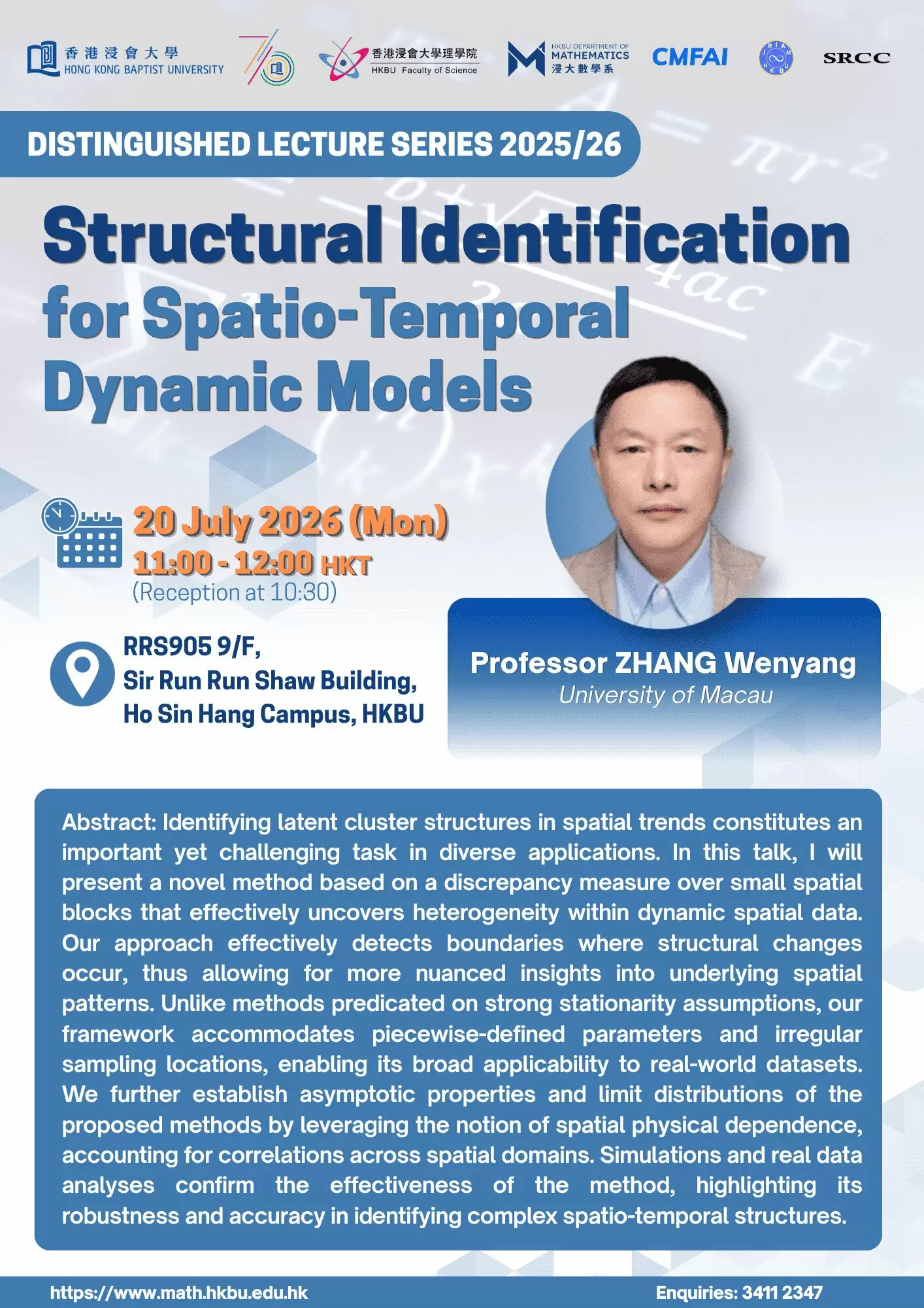 Structural Identification for Spatio-Temporal Dynamic Models