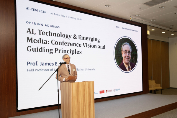 Professor James E. Katz, Feld Professor of Emerging Media at Boston University, delivers his opening address.